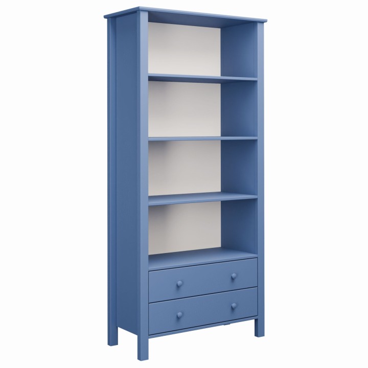 wysoki regał dla dziewczynki Collet z półkami i szufladami ciemny niebieski