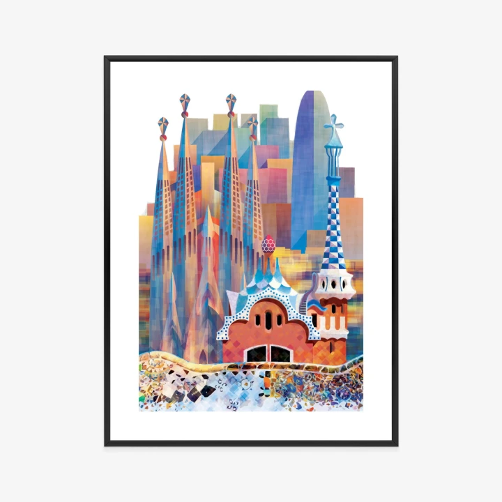 Plakat Słynna Architektura Barcelony Abstrakcja