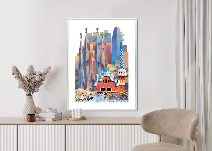 Plakat Słynna Architektura Barcelony Abstrakcja