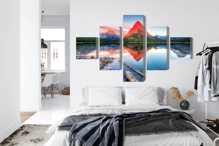 Obraz Wieloczęściowy Jezioro Swiftcurrent Lake W Usa