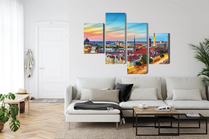 Obraz Wieloczęściowy Kolorowe Niebo I Panorama Berlina