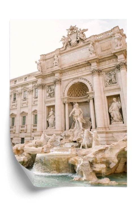 Plakat Fontanna Di Trevi Z Rzeźbami