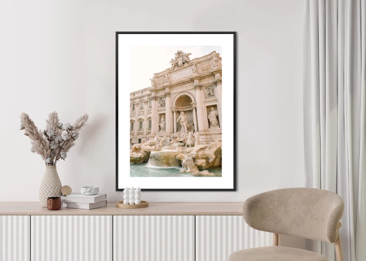 Plakat Fontanna Di Trevi Z Rzeźbami