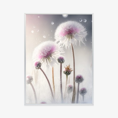 Plakat Mniszki Lekarskie W Płatkach Śniegu