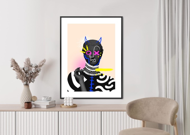 Plakat Antyczna Rzeźba Diabelski Look Kolaż Współczesny