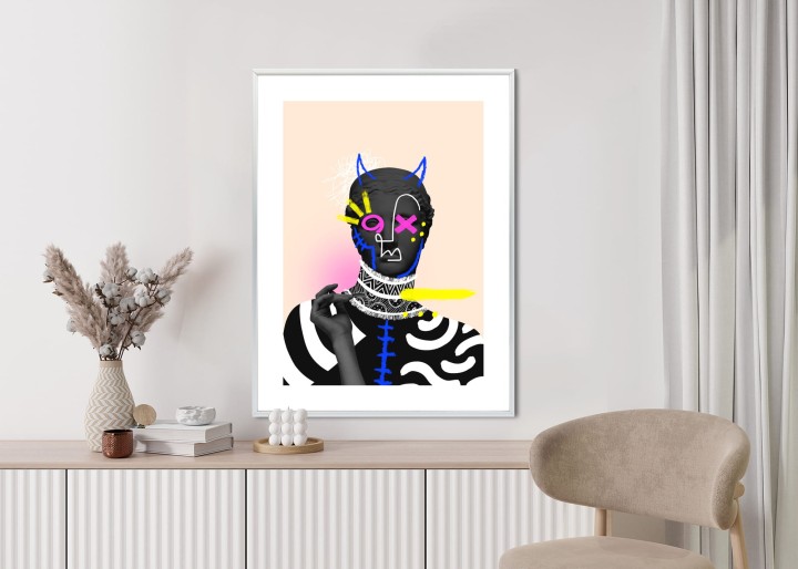 Plakat Antyczna Rzeźba Diabelski Look Kolaż Współczesny