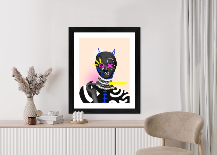 Plakat Antyczna Rzeźba Diabelski Look Kolaż Współczesny