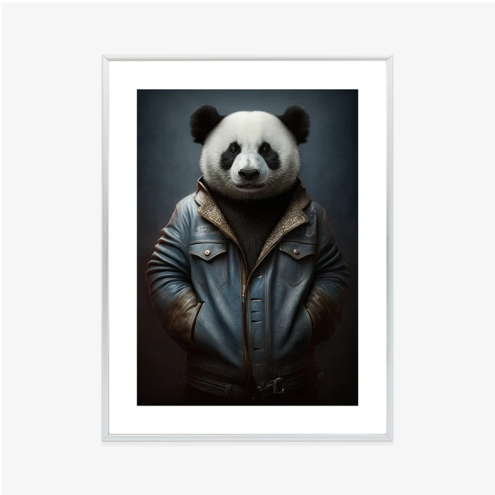 Plakat Miś Panda Ubrany W Dżinsową Kurtkę