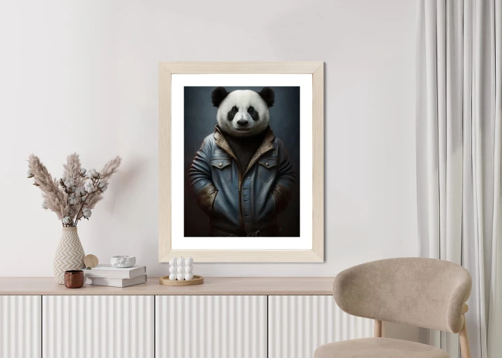 Plakat Miś Panda Ubrany W Dżinsową Kurtkę