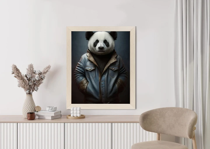 Plakat Miś Panda Ubrany W Dżinsową Kurtkę