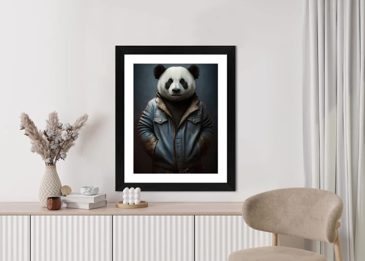 Plakat Miś Panda Ubrany W Dżinsową Kurtkę
