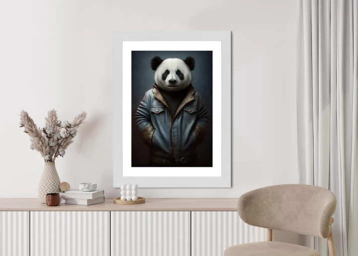 Plakat Miś Panda Ubrany W Dżinsową Kurtkę