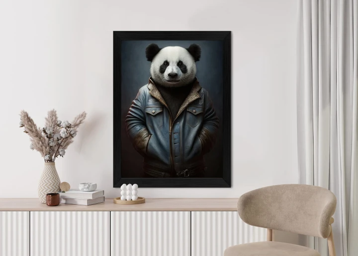 Plakat Miś Panda Ubrany W Dżinsową Kurtkę