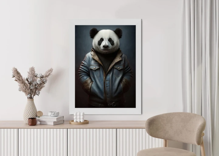 Plakat Miś Panda Ubrany W Dżinsową Kurtkę