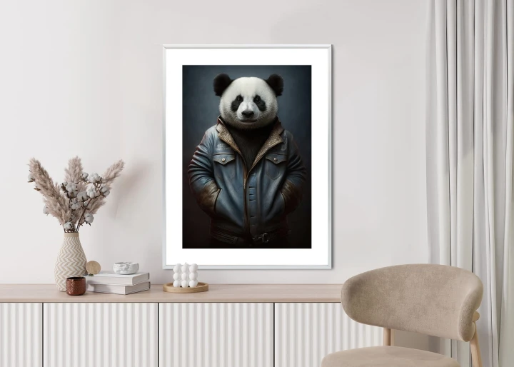 Plakat Miś Panda Ubrany W Dżinsową Kurtkę