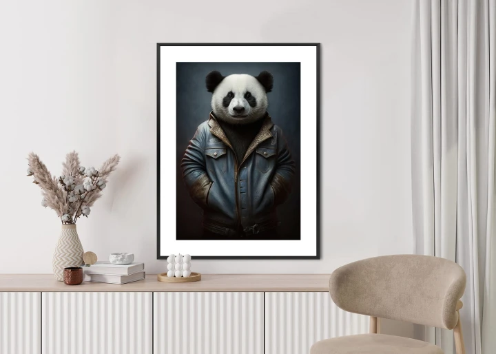 Plakat Miś Panda Ubrany W Dżinsową Kurtkę