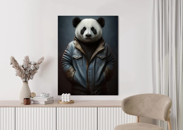 Plakat Miś Panda Ubrany W Dżinsową Kurtkę