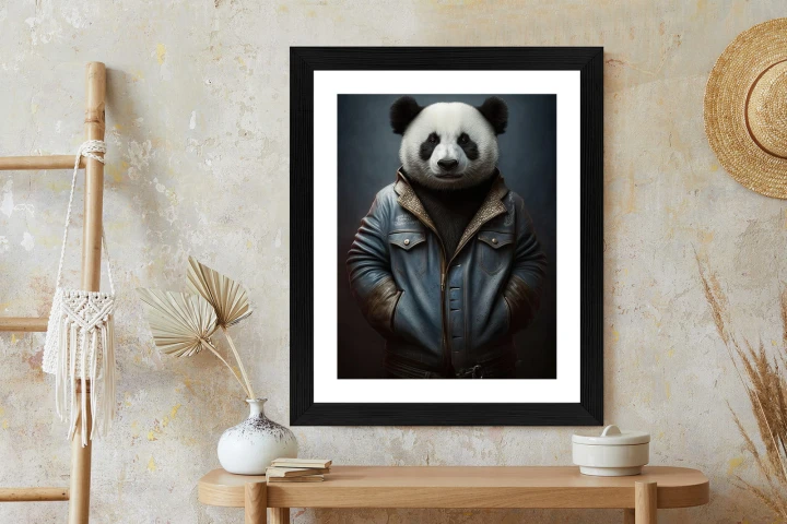 Plakat Miś Panda Ubrany W Dżinsową Kurtkę