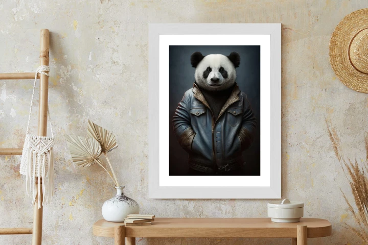 Plakat Miś Panda Ubrany W Dżinsową Kurtkę
