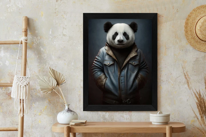 Plakat Miś Panda Ubrany W Dżinsową Kurtkę