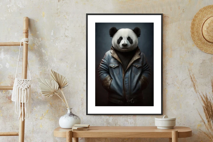 Plakat Miś Panda Ubrany W Dżinsową Kurtkę