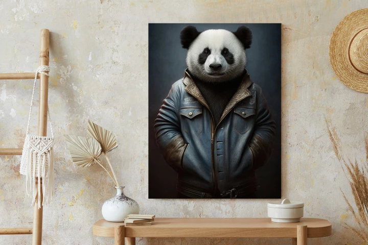 Plakat Miś Panda Ubrany W Dżinsową Kurtkę