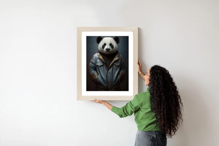 Plakat Miś Panda Ubrany W Dżinsową Kurtkę