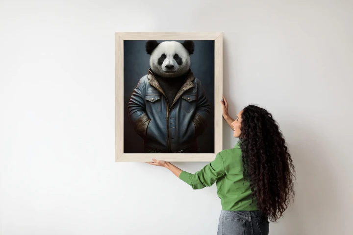 Plakat Miś Panda Ubrany W Dżinsową Kurtkę