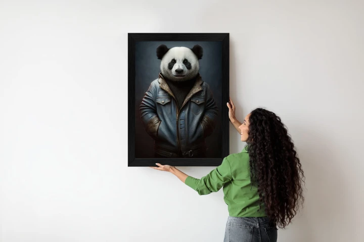 Plakat Miś Panda Ubrany W Dżinsową Kurtkę