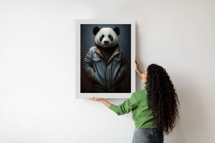 Plakat Miś Panda Ubrany W Dżinsową Kurtkę