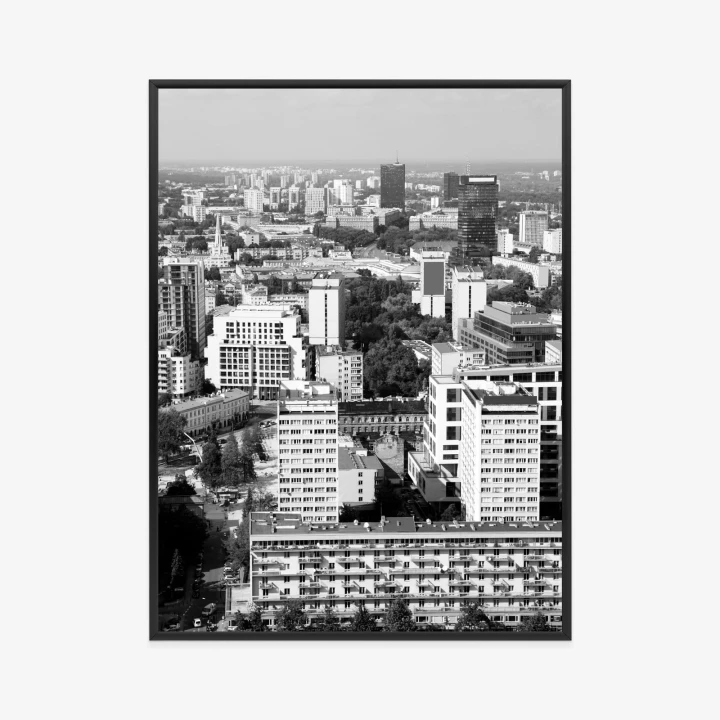 Plakat Czarno Biała Warszawa Z Lotu Ptaka