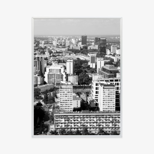 Plakat Czarno Biała Warszawa Z Lotu Ptaka
