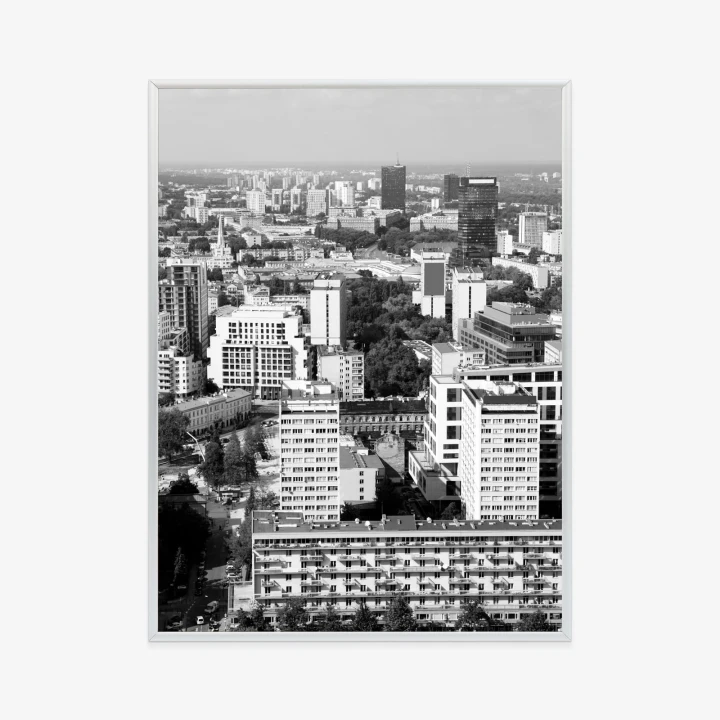 Plakat Czarno Biała Warszawa Z Lotu Ptaka