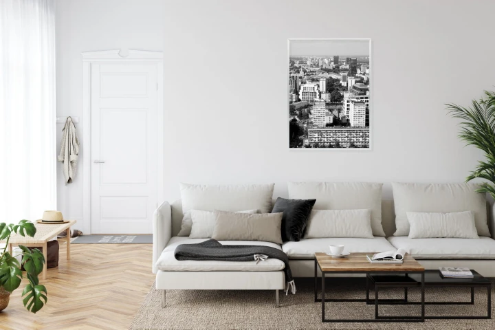 Plakat Czarno Biała Warszawa Z Lotu Ptaka