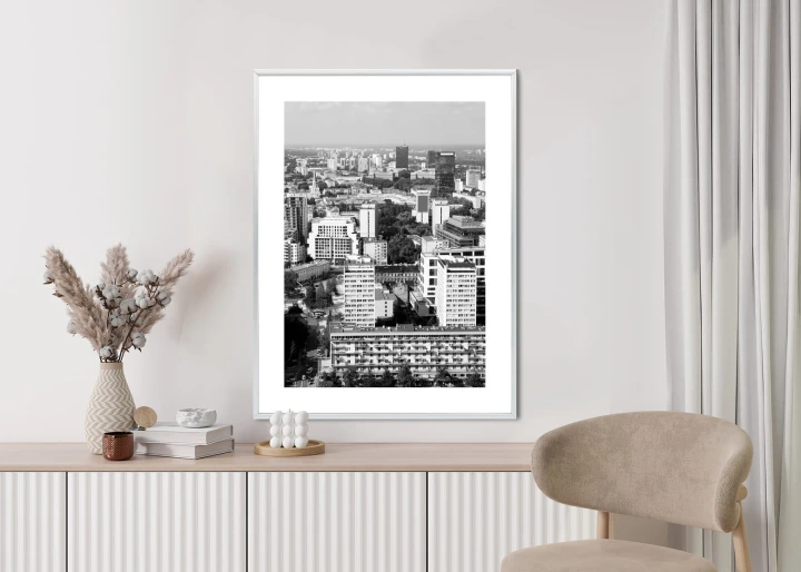 Plakat Czarno Biała Warszawa Z Lotu Ptaka