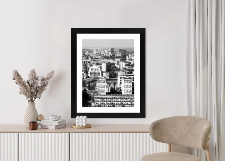 Plakat Czarno Biała Warszawa Z Lotu Ptaka