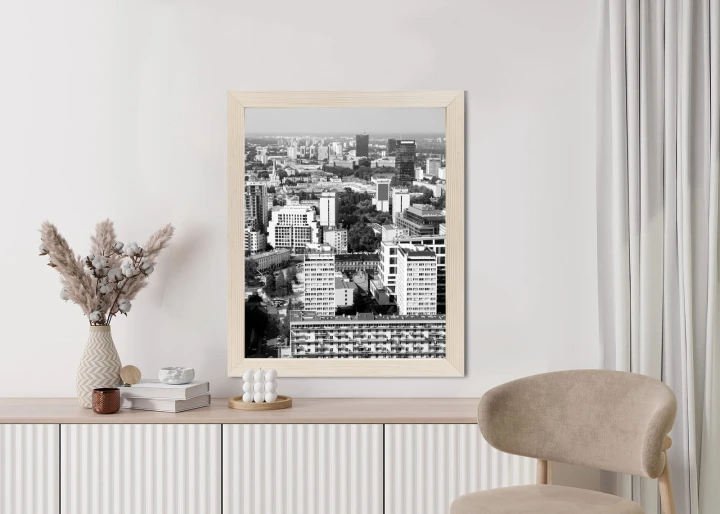 Plakat Czarno Biała Warszawa Z Lotu Ptaka