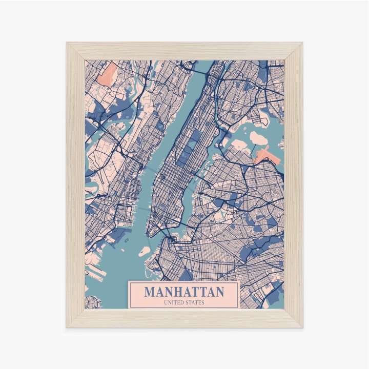 Plakat Mapa Manhattanu Nowy Jork W Stylu Vintage