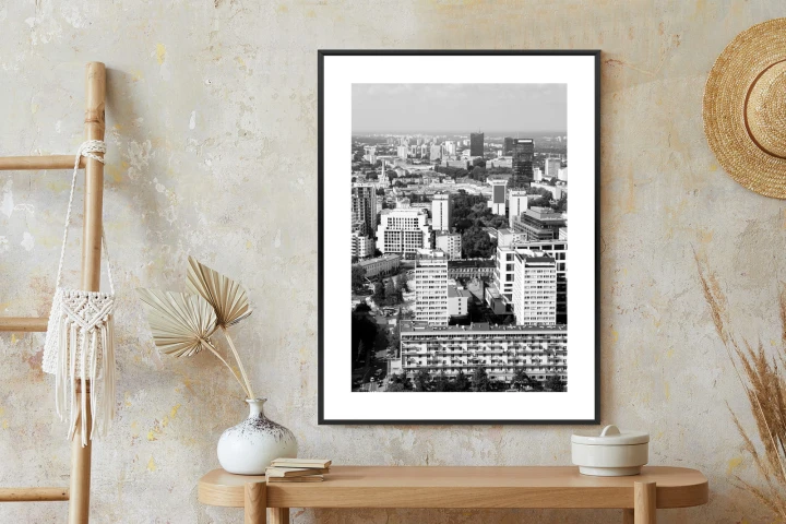 Plakat Czarno Biała Warszawa Z Lotu Ptaka