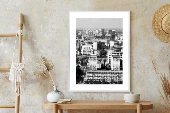 Plakat Czarno Biała Warszawa Z Lotu Ptaka