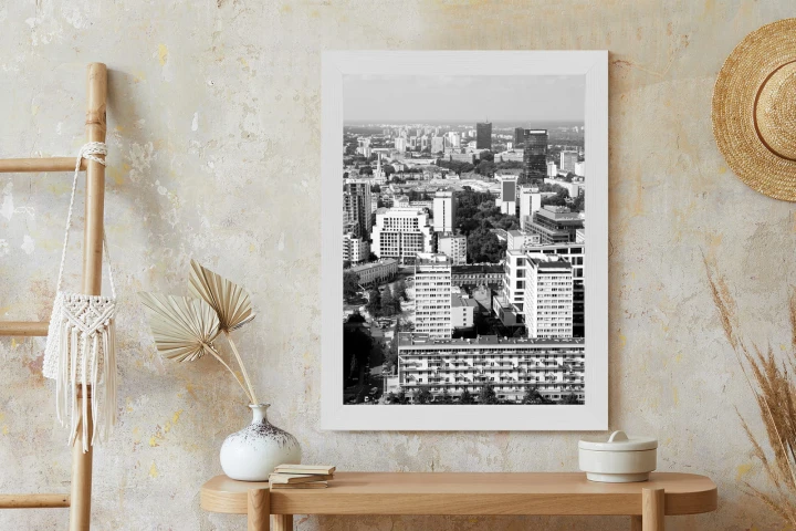 Plakat Czarno Biała Warszawa Z Lotu Ptaka