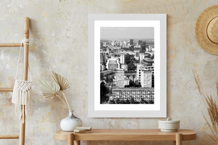 Plakat Czarno Biała Warszawa Z Lotu Ptaka