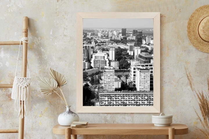 Plakat Czarno Biała Warszawa Z Lotu Ptaka