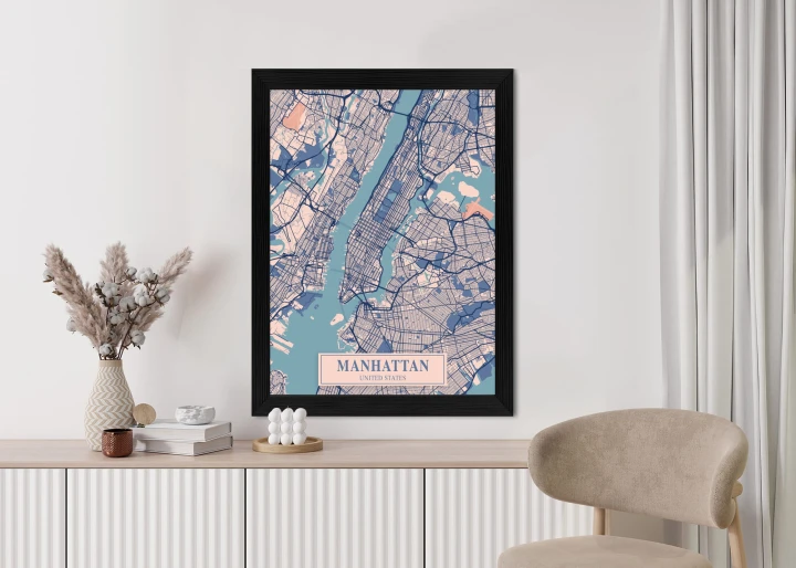 Plakat Mapa Manhattanu Nowy Jork W Stylu Vintage