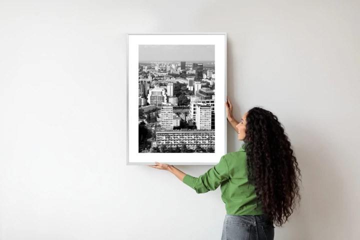 Plakat Czarno Biała Warszawa Z Lotu Ptaka