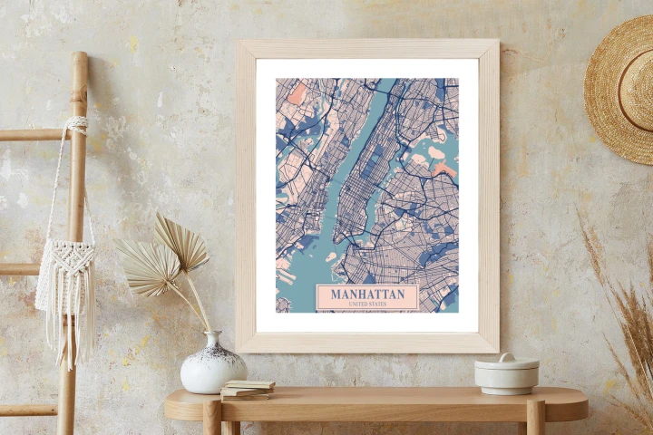 Plakat Mapa Manhattanu Nowy Jork W Stylu Vintage