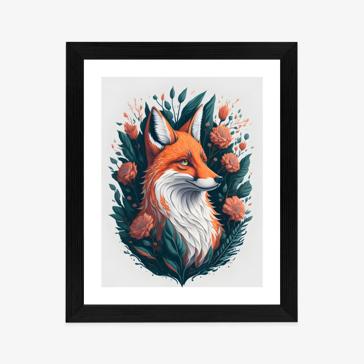 Plakat Lis Na Tle Kwiatów