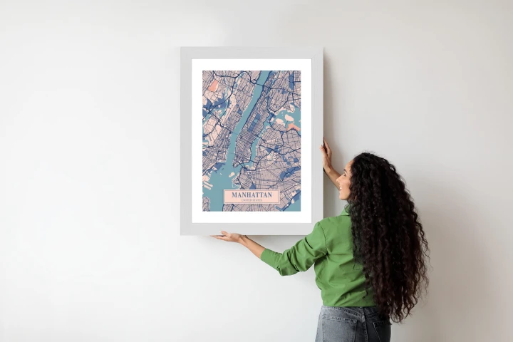 Plakat Mapa Manhattanu Nowy Jork W Stylu Vintage