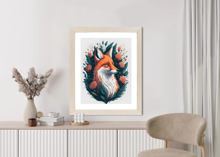 Plakat Lis Na Tle Kwiatów
