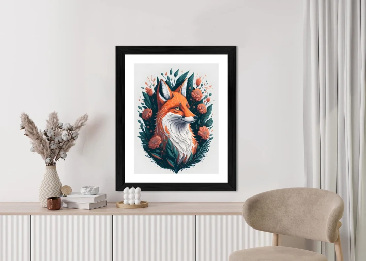 Plakat Lis Na Tle Kwiatów